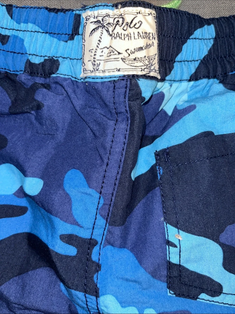 NWT Boys Polo Ralph Lauren Blue Camo Swimsuit with pockets size 6